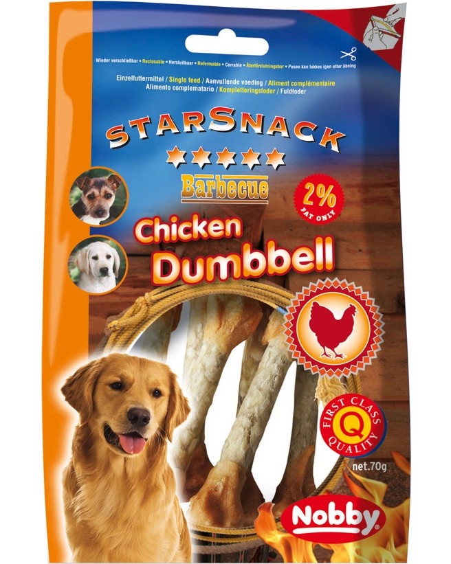     Nobby StarSnack Chicken Dumbbell - 70 g,     ,   Barbecue - 