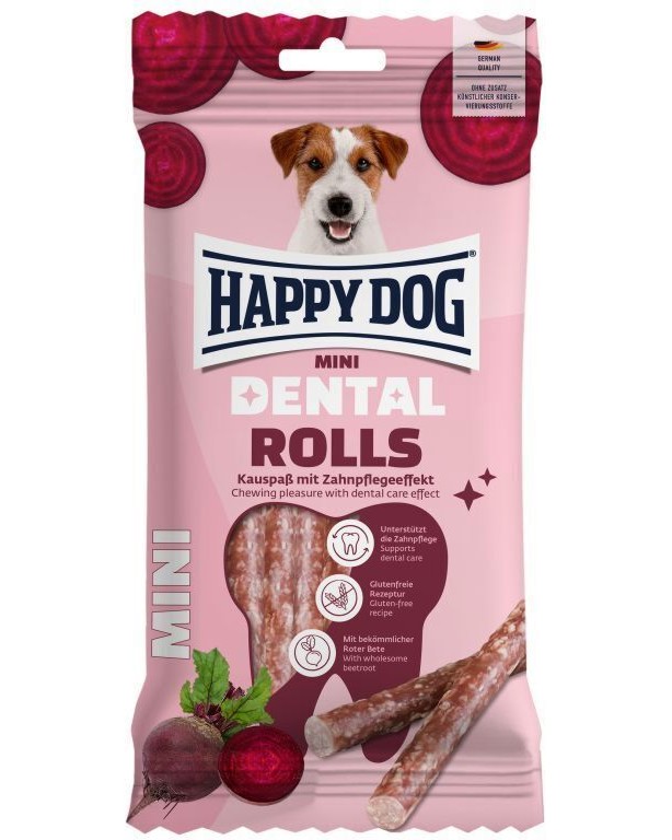 �������� ��������� �� ������ Happy Dog Rolls Mini - 92 g, � ������, �� ������ ������, �� ������� Dental Snacks - �����