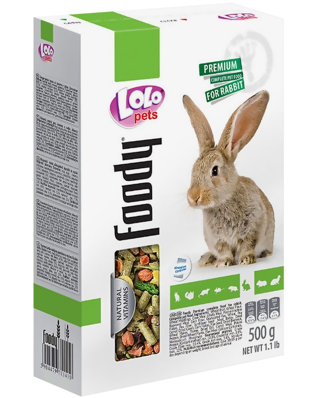 Храна за декоративни зайчета Lolo Pets Храна за декоративни зайчета Lolo Pets - 0.5 и 1 kg, от серията Foody, за 8+ месеца - храна