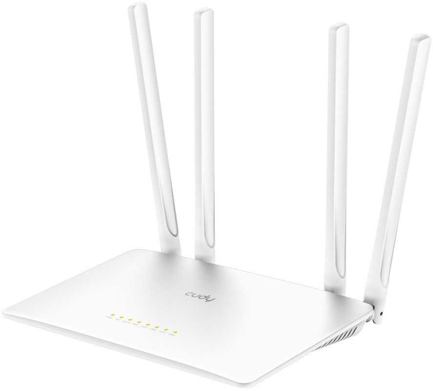 Безжичен рутер Cudy WR1200 Безжичен рутер Cudy WR1200 - 5 GHz (867 Mbps), 2.4 GHz (300 Mbps), 4 порта, 4 антени -