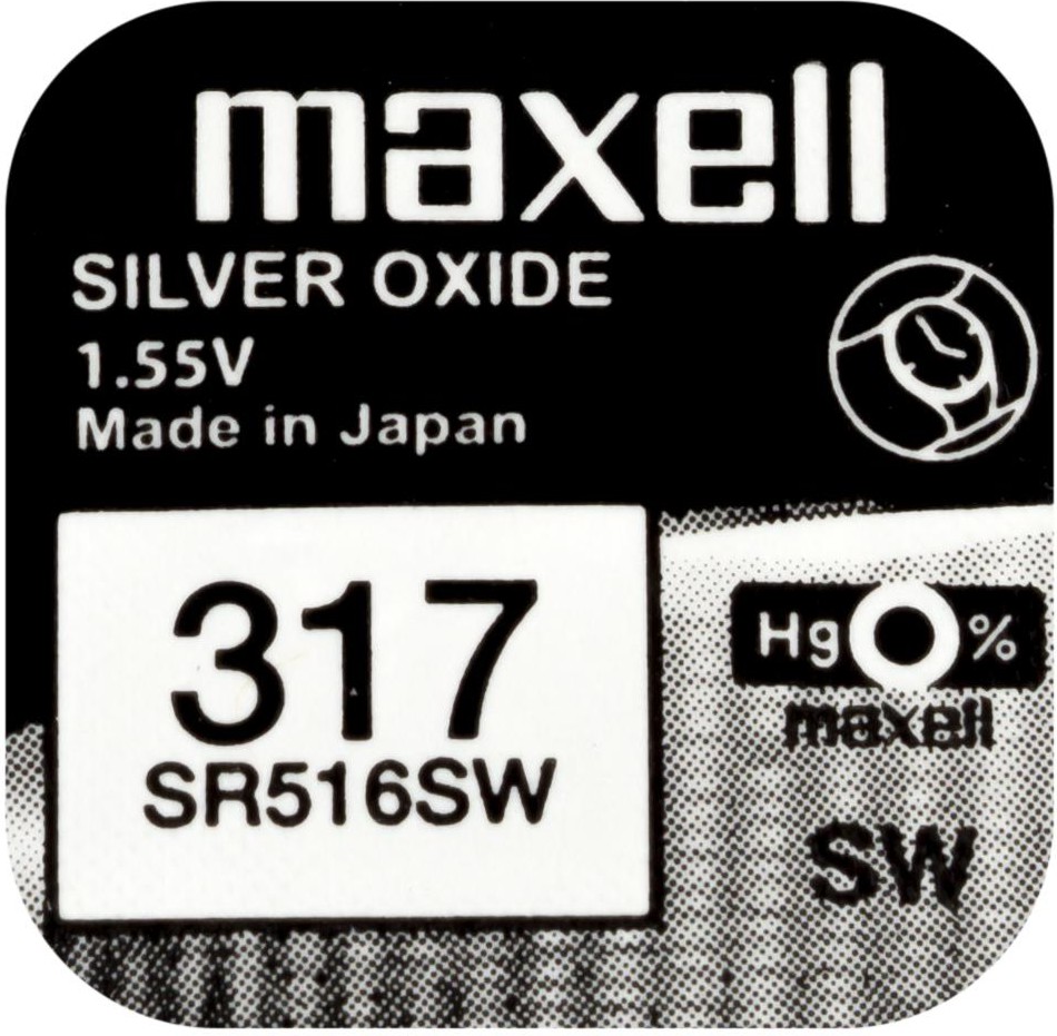 Бутонна батерия SR516SW / 317 Бутонна батерия SR516SW / 317 - Сребърно-Оксидна 1.55V - 1 брой - батерия
