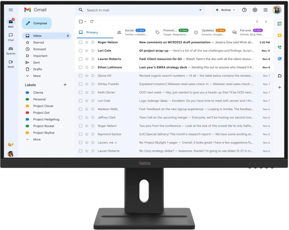 ������� Lenovo ThinkVision E27-40 - 27", IPS, 100 Hz, 1920 x 1080, 4 ms, HDMI, DisplayPort, VGA, 2 x 2 W - 