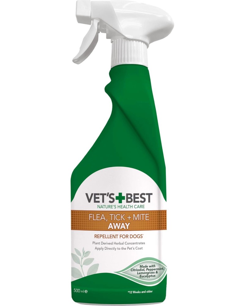 Спрей срещу бълхи и кърлежи за кучета Vet's Best Flea, Tick and Mite Спрей срещу бълхи и кърлежи за кучета Vet's Best Flea, Tick and Mite - 500 ml - продукт