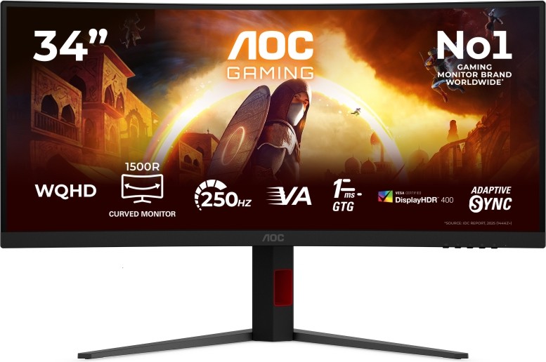 Монитор AOC CU34G4ZCA Монитор AOC CU34G4ZCA - 34", Fast VA, 250 Hz, 21:9, 3440 x 1440, 0.3 ms, 2 x HDMI, DisplayPort, USB-C, VESA DisplayHDR 400 -
