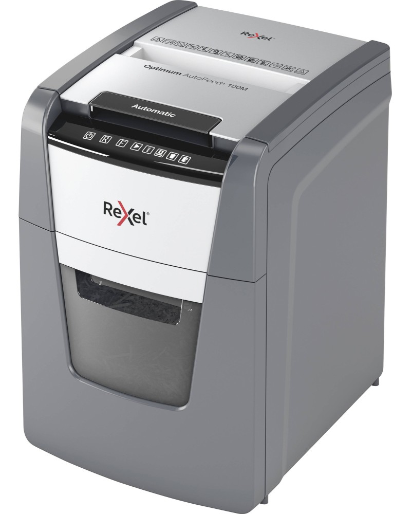 Шредер Rexel AutoFeed+ 100M Шредер Rexel AutoFeed+ 100M - Машина за унищожаване на документи от серията Optimum -
