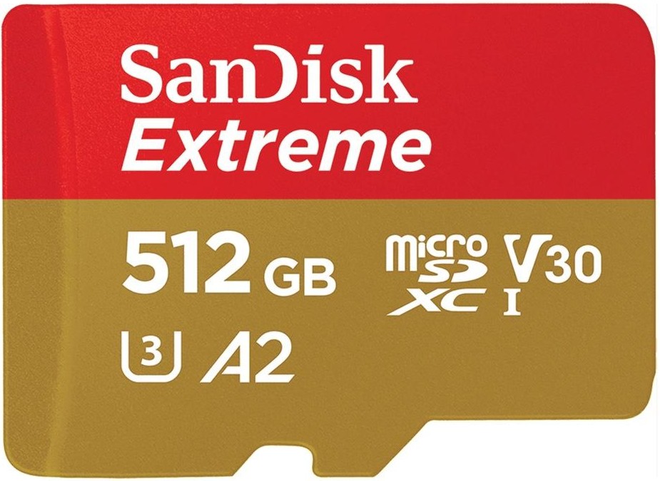 Micro SDXC карта памет 512 GB SanDisk Micro SDXC карта памет 512 GB SanDisk - Class 10, U3, V30, A2 от серията Extreme -