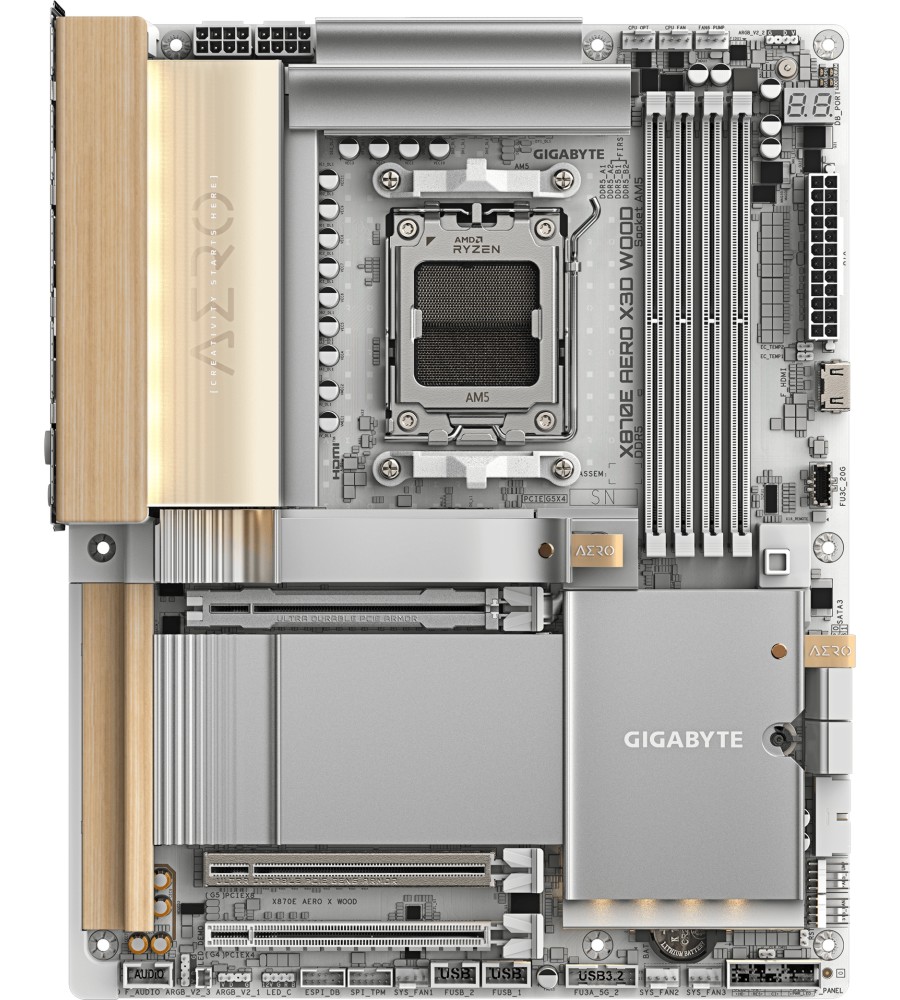 ����� ������ Gigabyte X870E Aero X3D Wood - AMD AM4, AMD B550, DDR5, Micro ATX - 