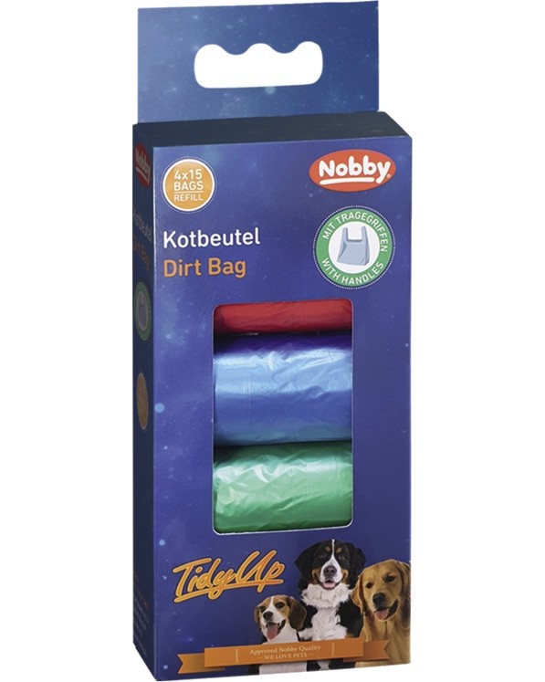 Хигиенни торбички с дръжки Nobby Хигиенни торбички с дръжки Nobby - 4 ролки x 15 броя - продукт