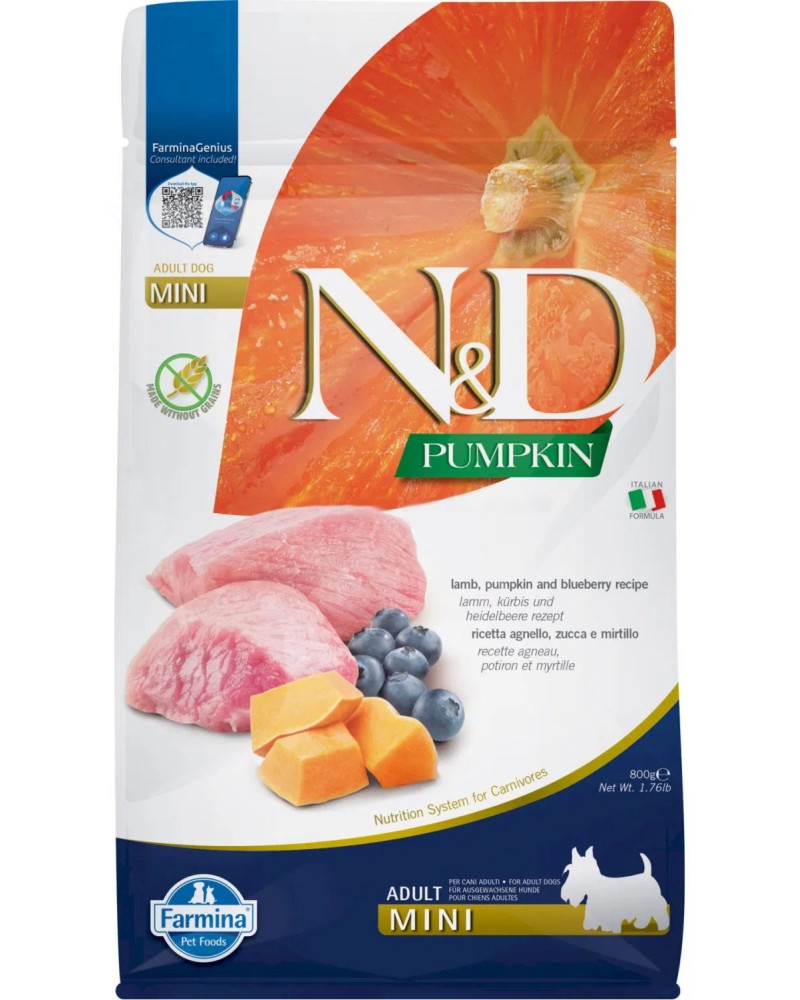     N&D Adult Mini - 0.8 ÷ 7 kg,  ,   ,   Pumpkin,   ,  1  - 