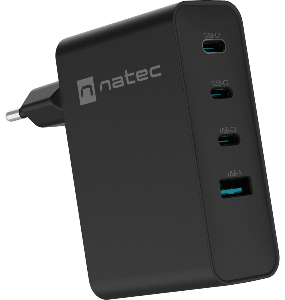  o Natec Ribera Gan - 100 W, USB-A female, 3 x USB-C female - 