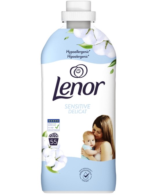 Омекотител за пране Lenor Sensitive Cotton Fresh Омекотител за пране Lenor Sensitive Cotton Fresh - 1.155 l, с аромат на памук - омекотител