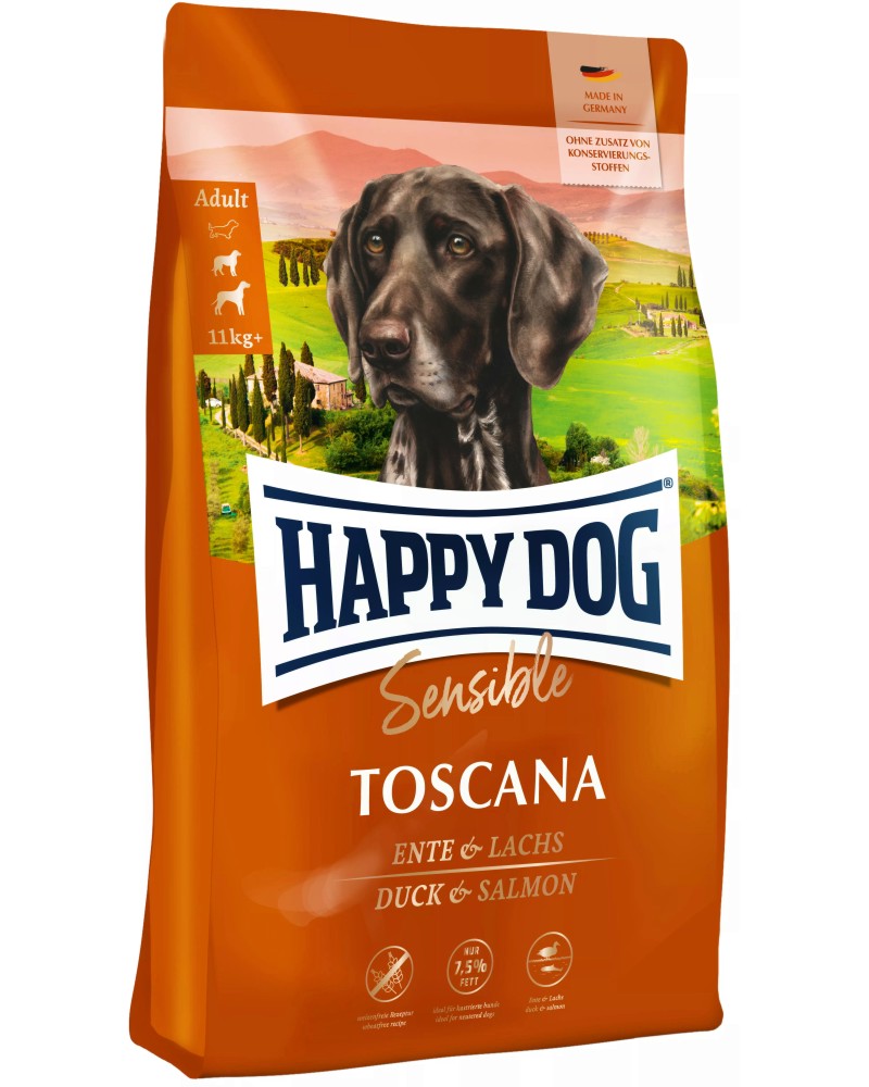���� ����� �� ���������� ������ � ������������ ������������ Happy Dog Toscana Adult - 1 ÷ 12.5 kg, � ������� � ������, �� ������� Sensible, � ����� �������, 11+ kg - �����