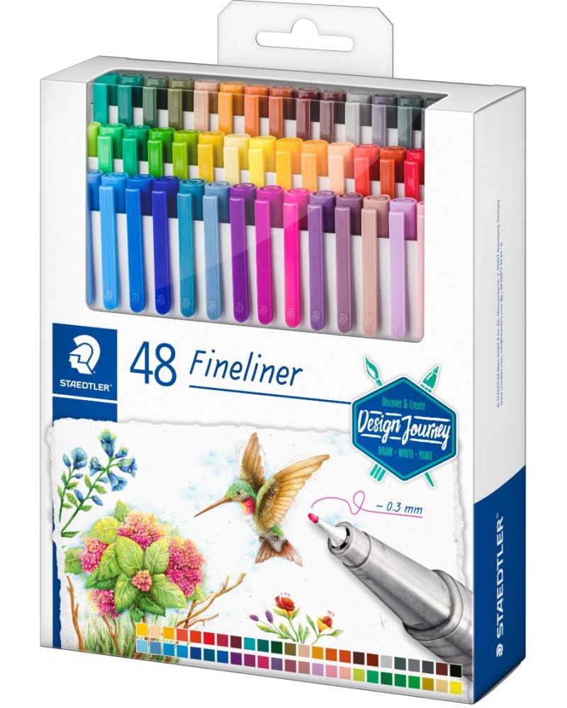 Тънкописци Staedtler 344 0.3 mm Тънкописци Staedtler 344 0.3 mm - 48 цвята от серията Design Journey -