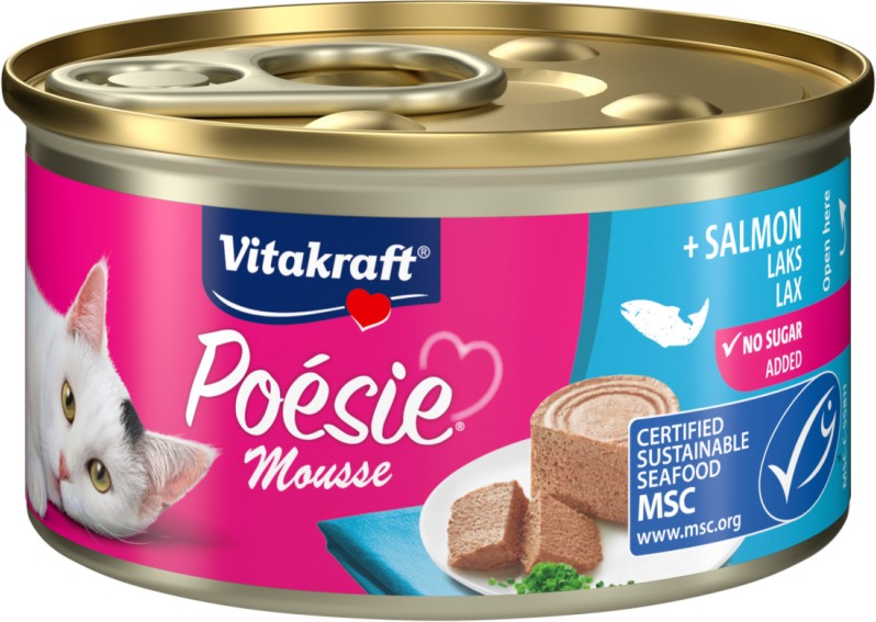 Мус за котки Vitakraft Mousse Мус за котки Vitakraft Mousse - 85 g, със сьомга, от серията Poesie - храна
