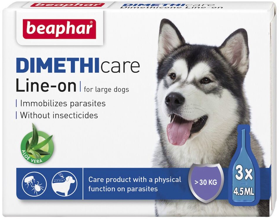 Репелентни капки за кучета от големи породи Beaphar Dimethicare Репелентни капки за кучета от големи породи Beaphar Dimethicare - 3 пипети x 4.5 ml, за над 12 седмици - продукт