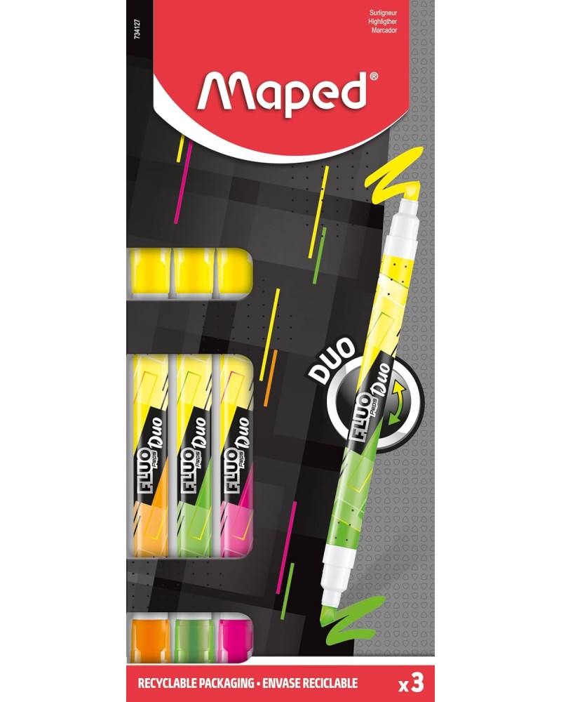 �������� ����� ������� Maped Fluo Peps Duo - 3 ���� � 4 ����� - 