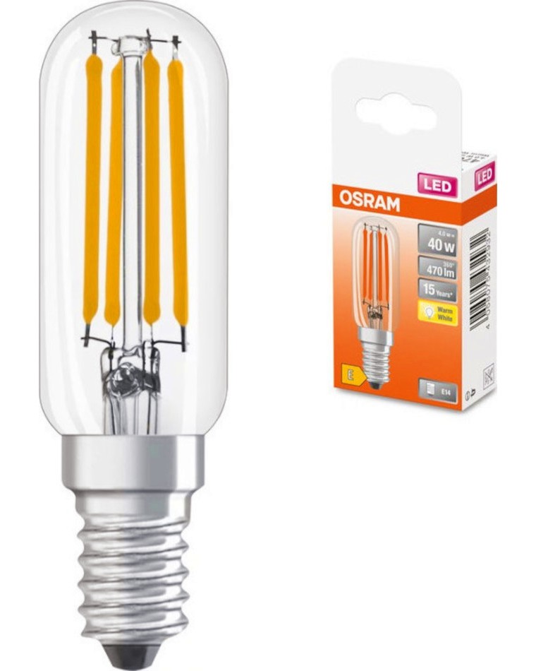 LED крушка за абсорбатор Osram T26 FIL 40 E14 4 W 2700K LED крушка за абсорбатор Osram T26 FIL 40 E14 4 W 2700K - 470 lm -