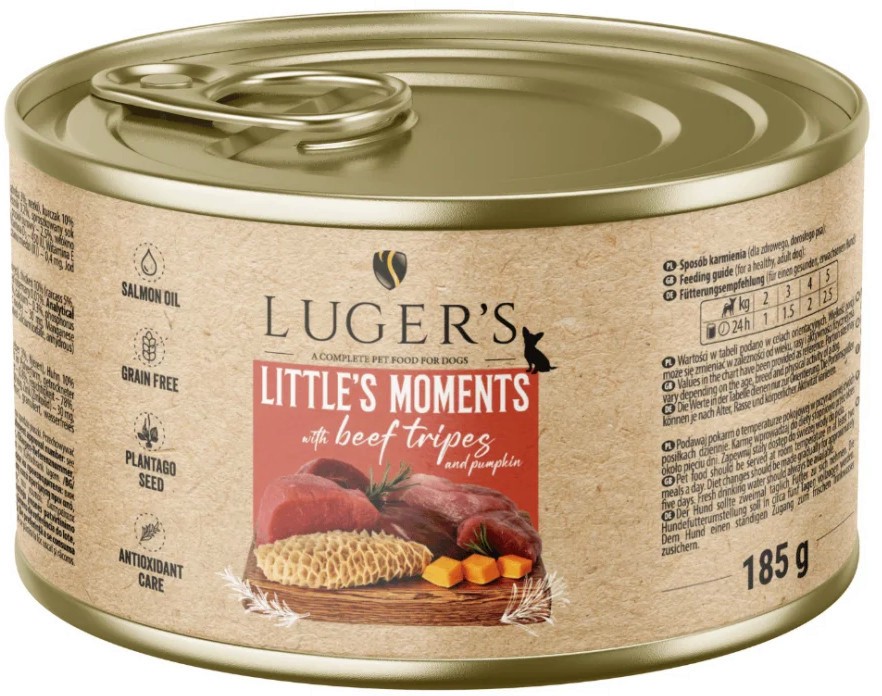 Консерви за кучета Luger's Консерви за кучета Luger's - 6 x 185 и 6 х 400 g, с говеждо шкембе и тиква, от серията Little's Moments, за дребни породи, в зряла възраст - храна