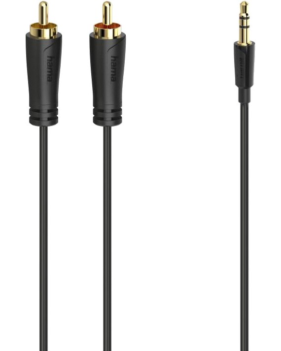 Аудио кабел 3.5 mm жак male към 2 x Чинча male Hama Essential Аудио кабел 3.5 mm жак male към 2 x Чинча male Hama Essential - 3 m -