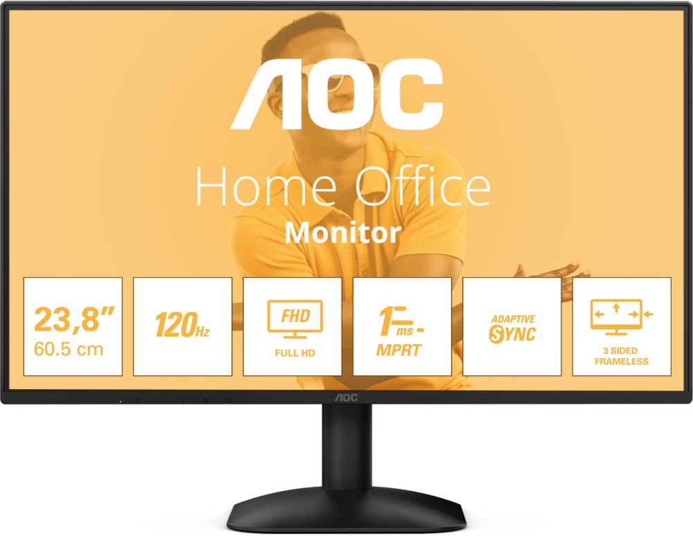  AOC 24B31H - 23.8", IPS, 120 Hz, 16:9, 1920 x 1080, 4 ms, HDMI, VGA, Adaptive-Sync - 