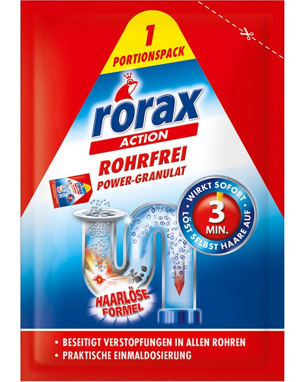 Препарат за отпушване на канали Rorax Action Препарат за отпушване на канали Rorax Action - 60 g, гранули - продукт