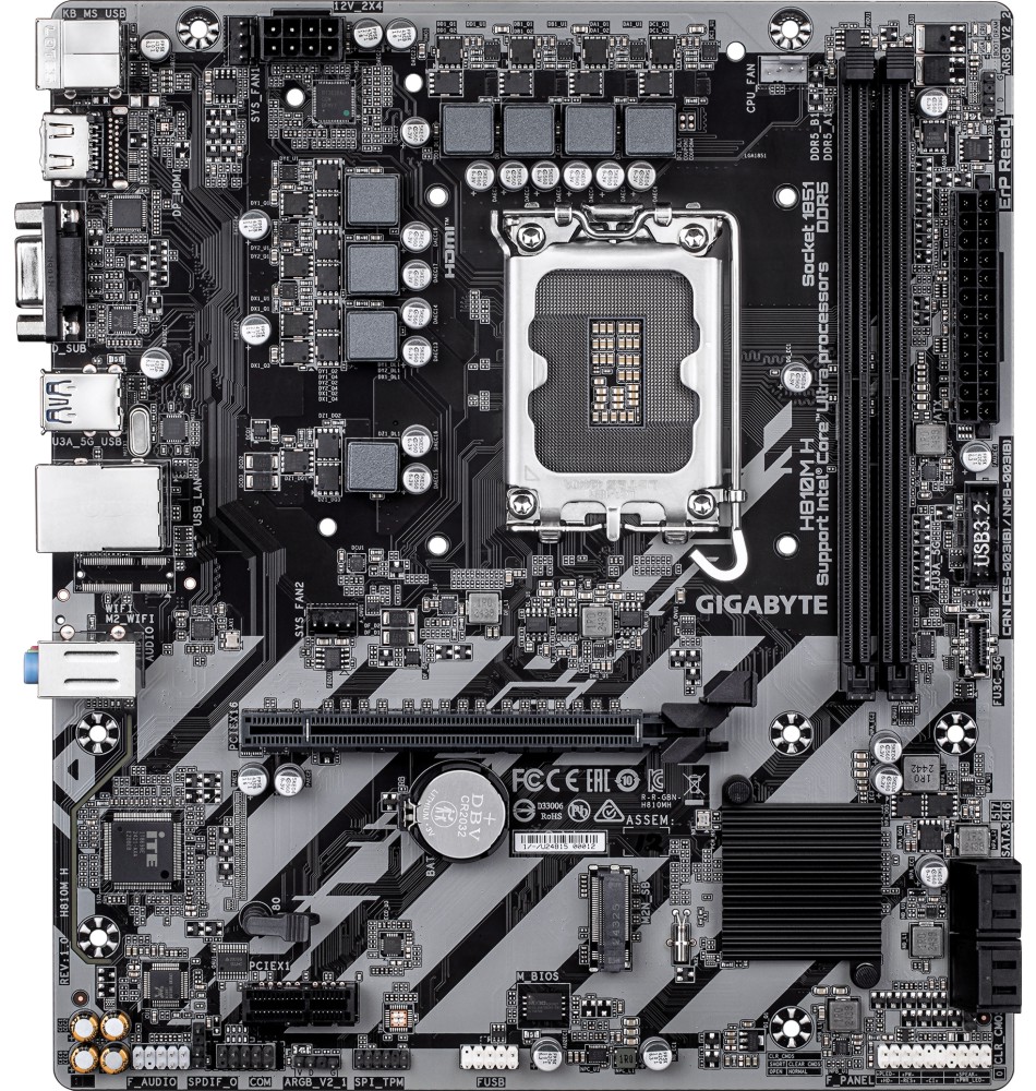Дънна платка Gigabyte H810M H Дънна платка Gigabyte H810M H - LGA 1851, Intel H810, DDR5, Micro ATX -