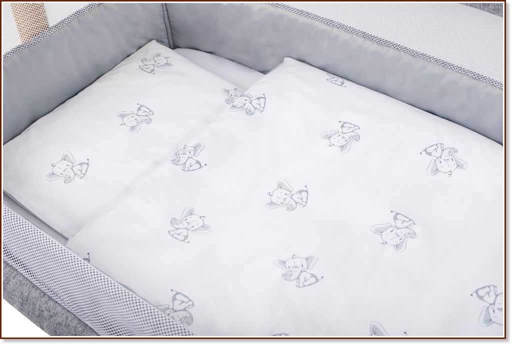 Бебешки спален комплект 5 части Bubaba Elephant Бебешки спален комплект 5 части Bubaba Elephant - За легла 50 x 80 cm - продукт