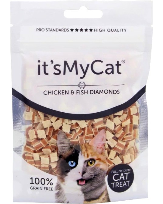 Лакомства за котки Its My Cat Diamands Лакомства за котки Its My Cat Diamands - 50 g, с пилешко и риба - храна