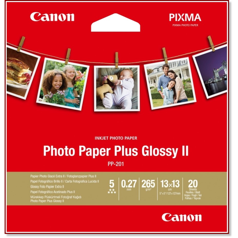 ���������� ���������� Canon Plus Glossy II PP-201 - 13 x 13 cm, 20 �����, 265 g/m<sup>2</sup> - 