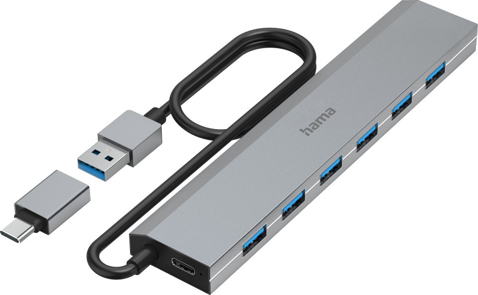 USB-A хъб Hama USB-A хъб Hama - 7 порта с USB-C адаптер -