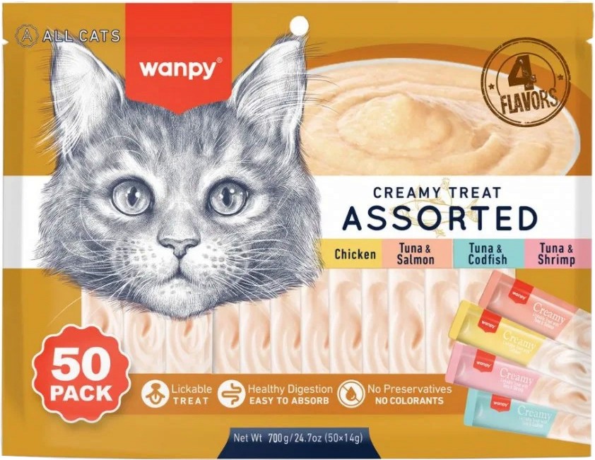    Wanpy Creamy Treat Assorted -   50  x 14 g,  ,    ,    ,    ,   3  - 