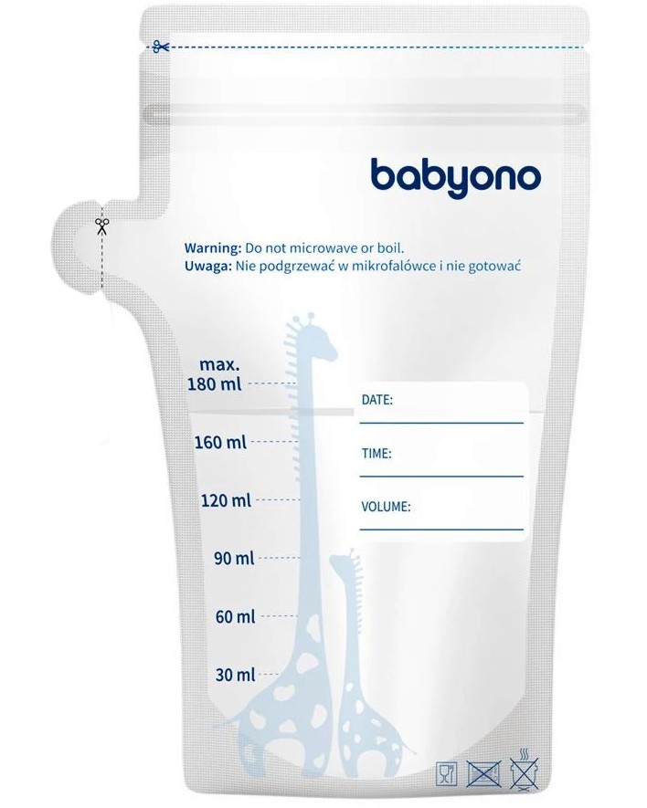 Торбички за кърма BabyOno Торбички за кърма BabyOno - 30 броя x 180 ml - продукт