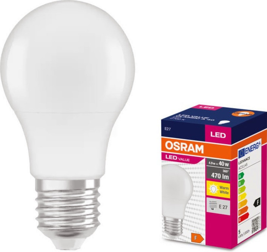 LED крушка Osram CLA40 827 E27 4.9 W 2700K LED крушка Osram CLA40 827 E27 4.9 W 2700K - 470 lm от серията Value -