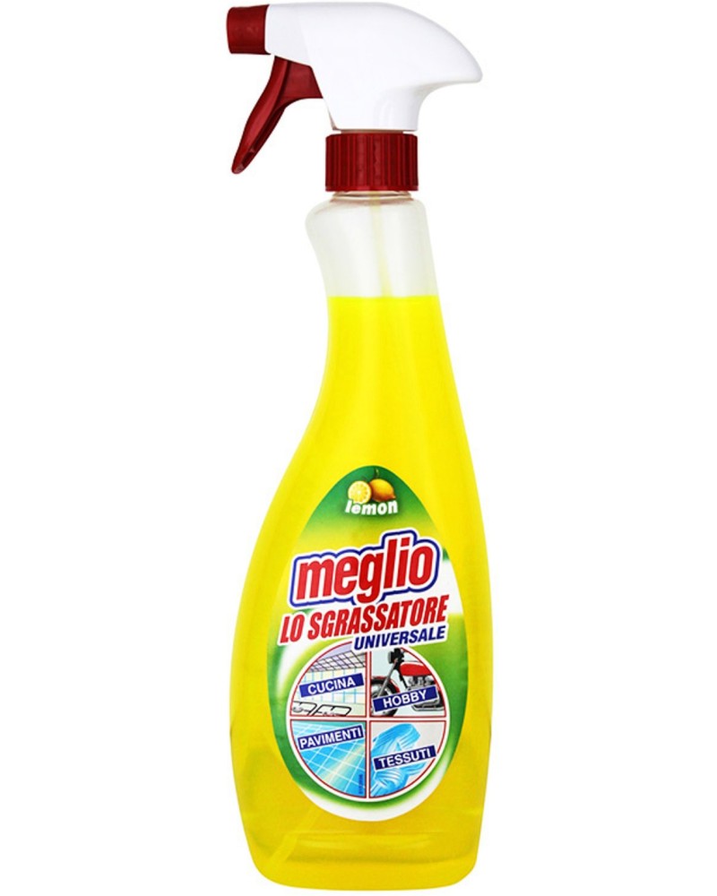 Универсален обезмаслител Meglio Универсален обезмаслител Meglio - 750 ml, с аромат на лимон - почистващ препарат
