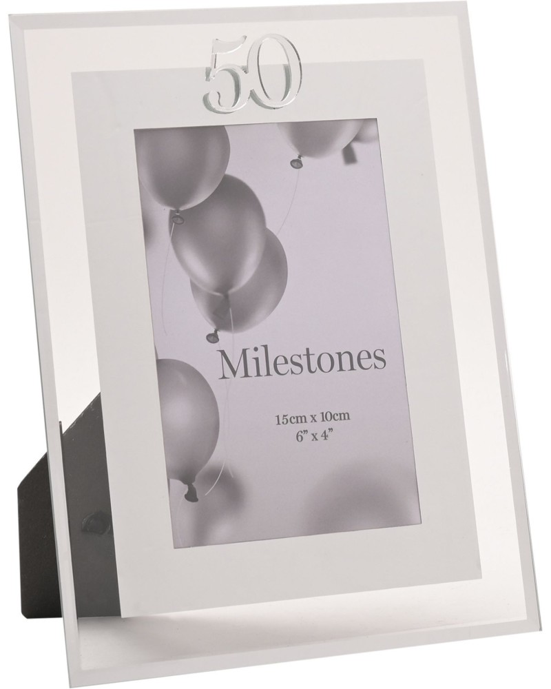 Стъклена рамка за снимка за 50-ти рожден ден Widdop Bingham Milestones Стъклена рамка за снимка за 50-ти рожден ден Widdop Bingham Milestones - 10 x 15 cm, от колекцията Celebrations -