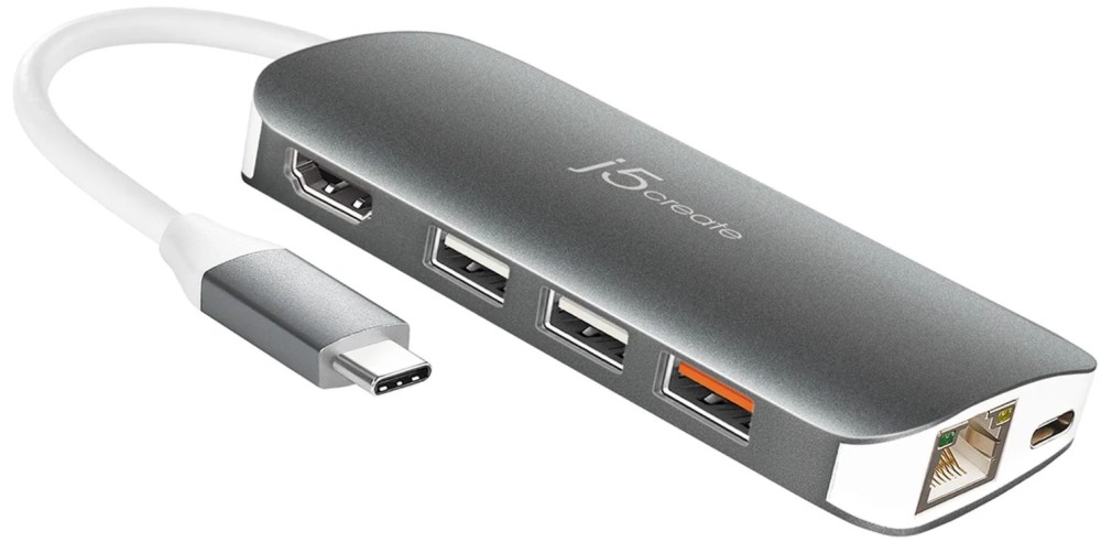 Докинг станция USB-C j5create Докинг станция USB-C j5create - 8 порта -