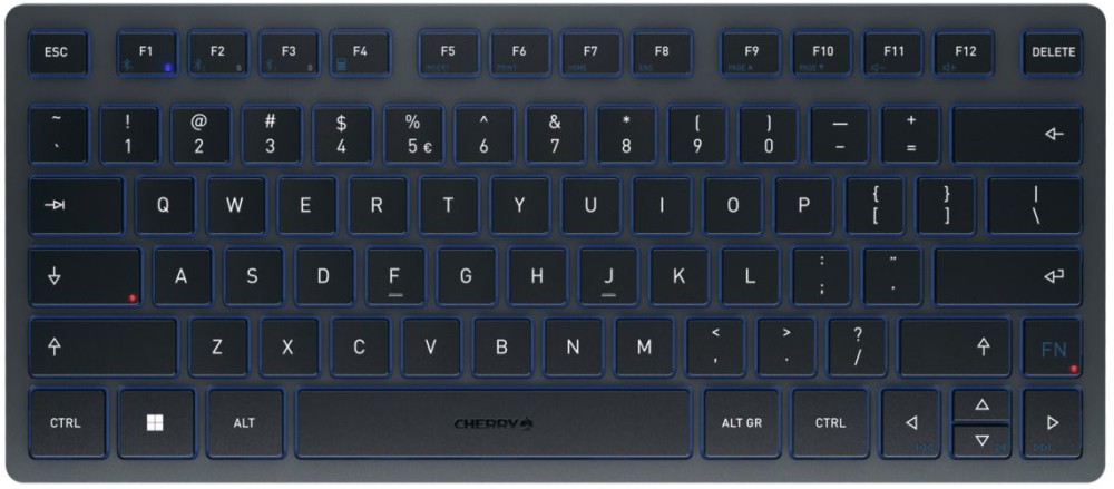 Безжична клавиатура Cherry KW 7100 MINI BT Безжична клавиатура Cherry KW 7100 MINI BT - Bluetooth, ANSI Layout с калъф за съхранение -
