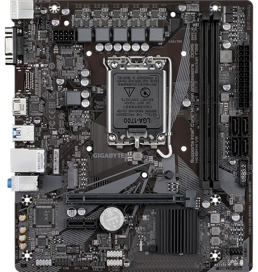 Дънна платка Gigabyte H610M H V2 Дънна платка Gigabyte H610M H V2 - LGA 1700, Intel H610, DDR5, Micro ATX -