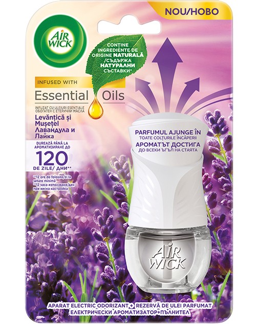 Електрически ароматизатор Air Wick Електрически ароматизатор Air Wick - С пълнител 19 ml с аромат на лавандула и лайка - продукт