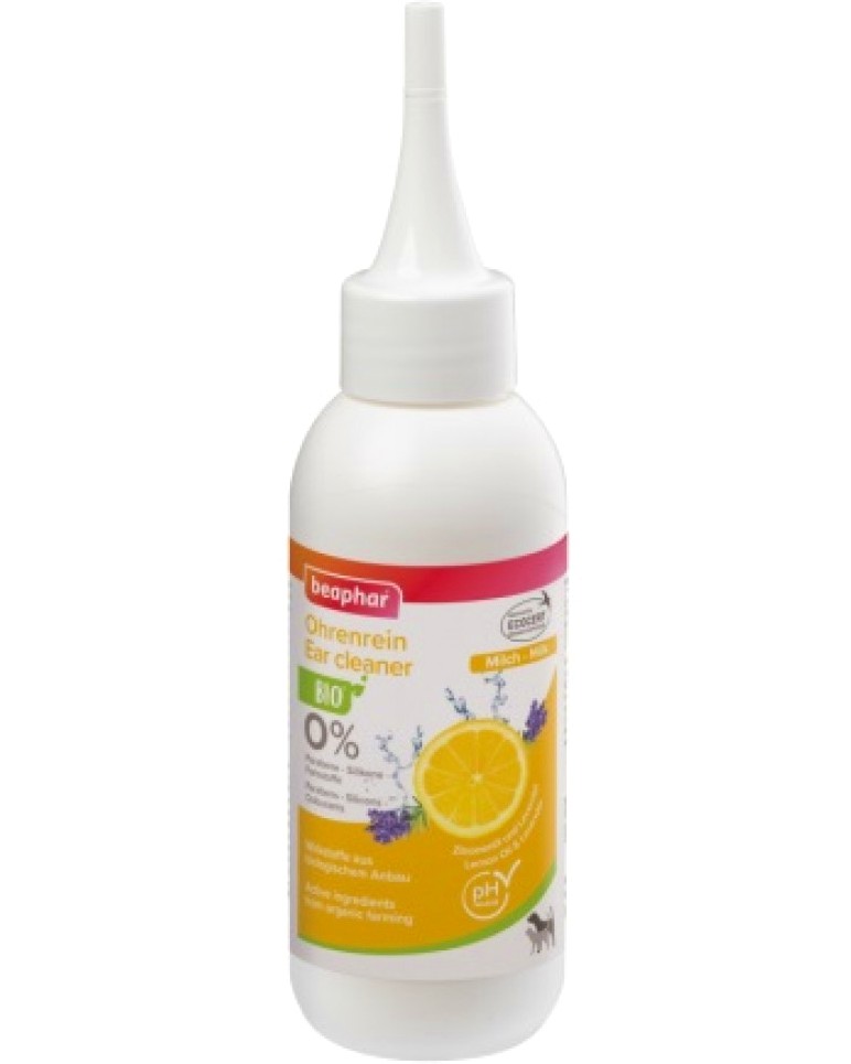 Био почистващ лосион за уши за кучета и котки Beaphar BIO Ear Cleaner Био почистващ лосион за уши за кучета и котки Beaphar BIO Ear Cleaner - 100 ml, с лимон, лавандула и алое вера - лосион
