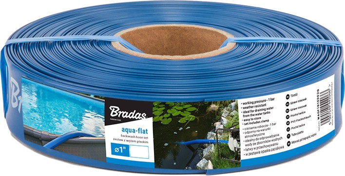 Плосък маркуч ∅ 1" Bradas Плосък маркуч ∅ 1" Bradas - 10 m от серията Aqua-Flat -