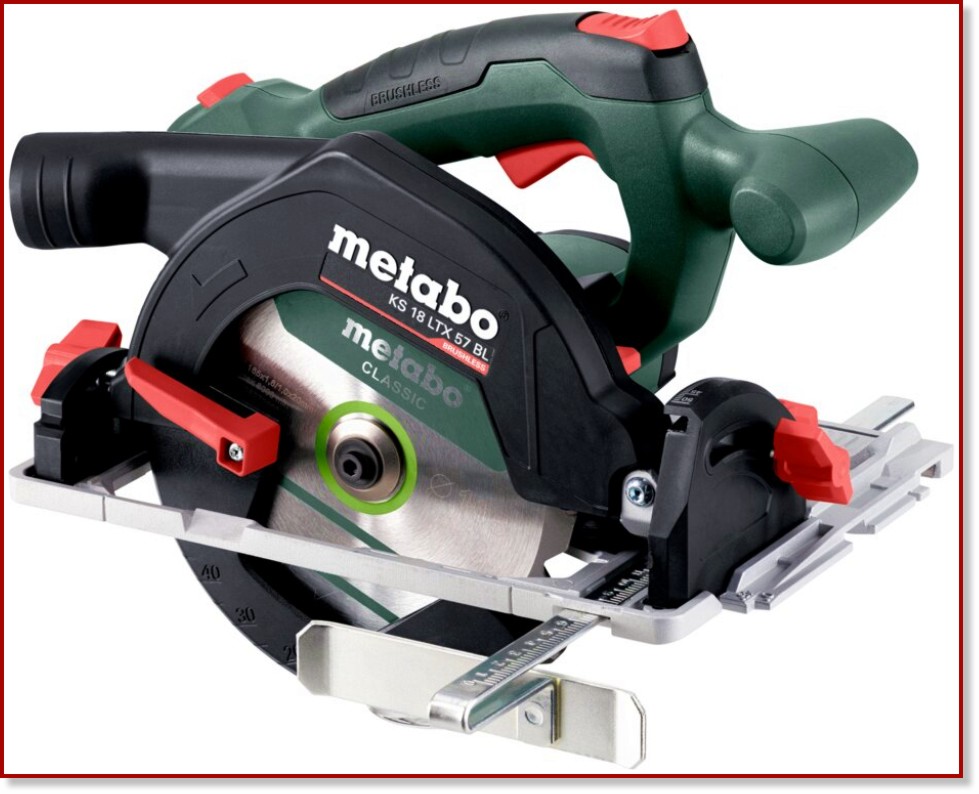 Акумулаторен циркуляр Metabo KS 18 LTX 57 BL Акумулаторен циркуляр Metabo KS 18 LTX 57 BL - С аксесоари, без батерия и зарядно -