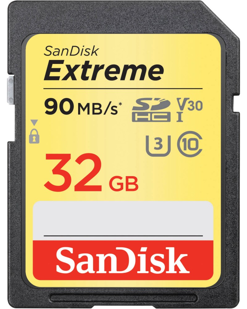 SDHC карта памет 32 GB SanDisk - Class 10, U3, V30 от серията Extreme - 