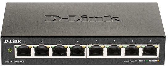 Суич D-Link DGS-1100-08V2 Суич D-Link DGS-1100-08V2 - 8 порта, 1000 Mbps -