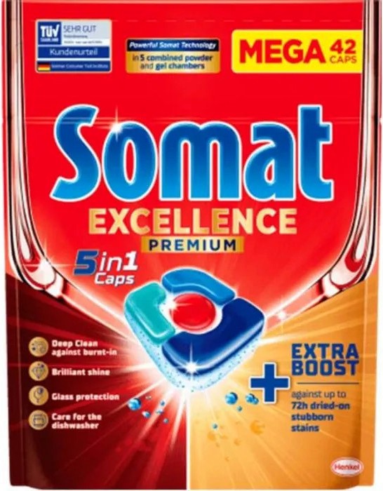 Капсули за съдомиялна Somat Excellence Premium 5in1 Капсули за съдомиялна Somat Excellence Premium 5in1 - 42 ÷ 80 броя - продукт