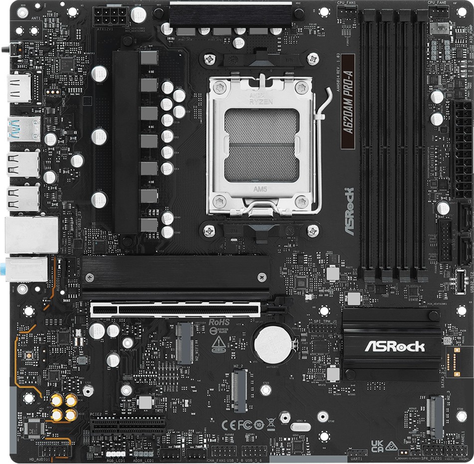Дънна платка ASRock A620AM Pro-A Дънна платка ASRock A620AM Pro-A - AMD АМ5, AMD A620, DDR5, Micro ATX -