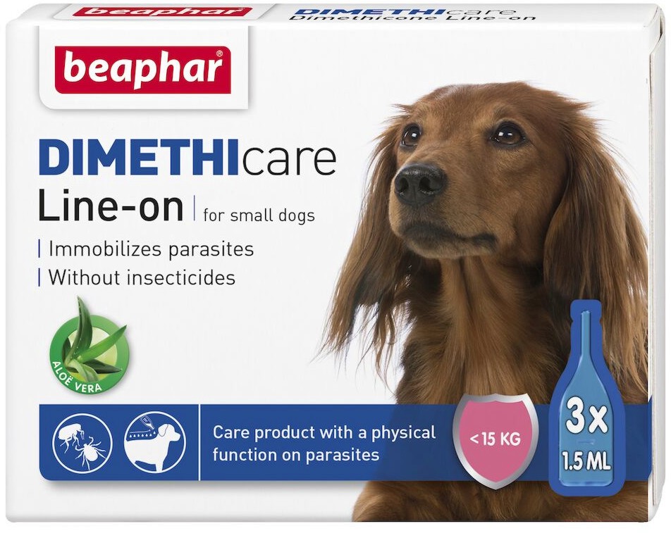 Репелентни капки за кучета от малки породи Beaphar Dimethicare Репелентни капки за кучета от малки породи Beaphar Dimethicare - 3 пипети x 1.5 ml, за над 12 седмици - продукт