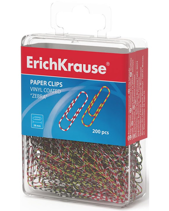 Малки цветни кламери Erich Krause Zebra Малки цветни кламери Erich Krause Zebra - 200 броя с дължина 28 mm -