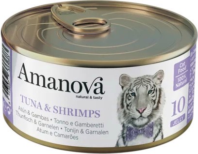 Консерва за котки Amanova Консерва за котки Amanova - 70 g, с риба тон и скариди в желе, в зряла възраст - храна