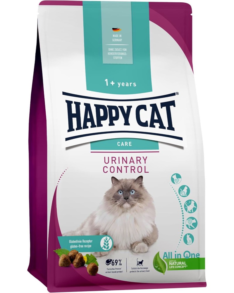 Суха храна за котки с уринарни проблеми Happy Cat Urinary Control Суха храна за котки с уринарни проблеми Happy Cat Urinary Control - 0.3 ÷ 10 kg, от серията Sensitive, в зряла възраст - храна